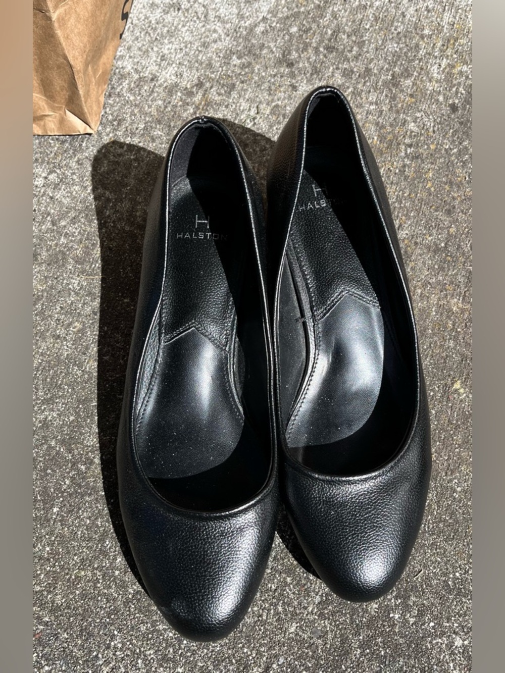 ♥️💙Halston Heritage Black Pebbled Leather Ballet Flats
